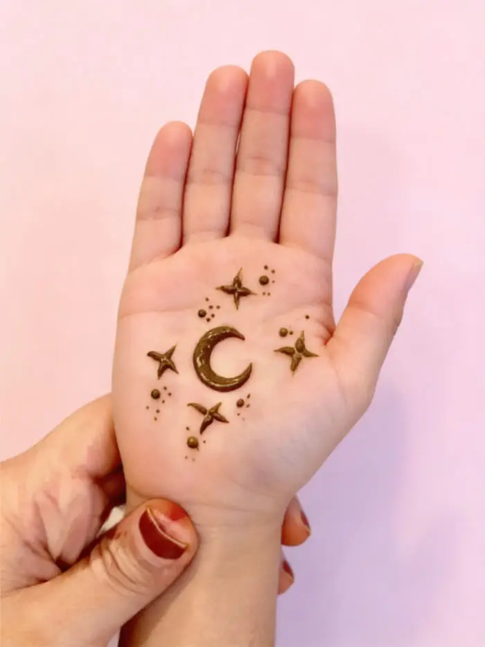Cute Crescent Moon Mehndi Design for Kids