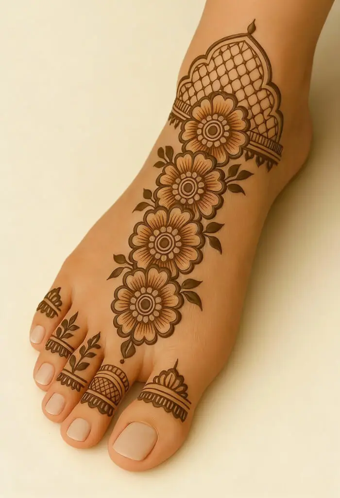 Awesome Floral Foot Mehndi Design for Festivals
