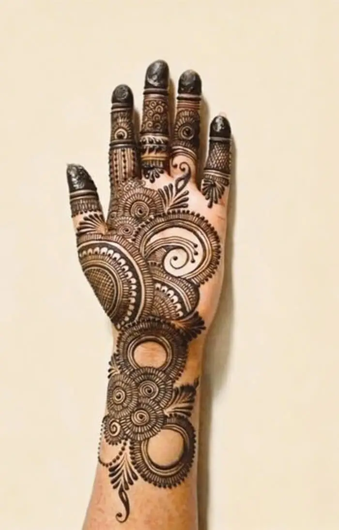 Elegant Circular Floral Palm Mehndi Design for Weddings & Festivals