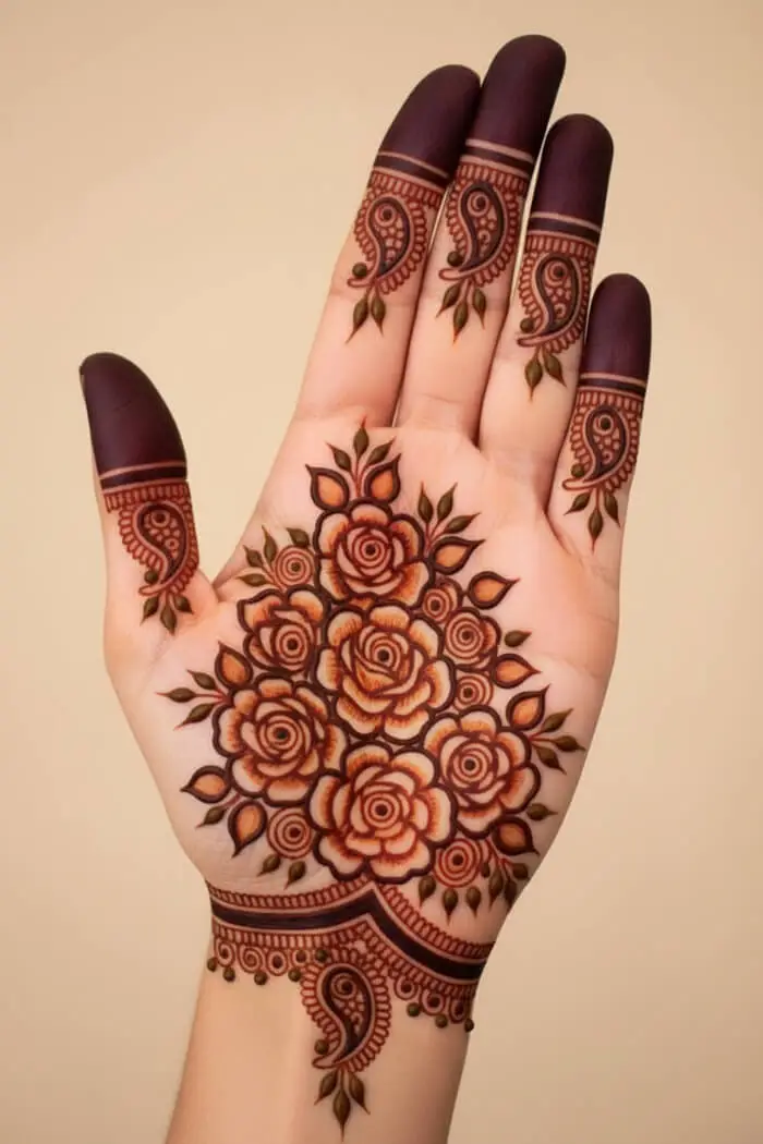 Beautiful Bunches Floral Mehndi Design for Palm