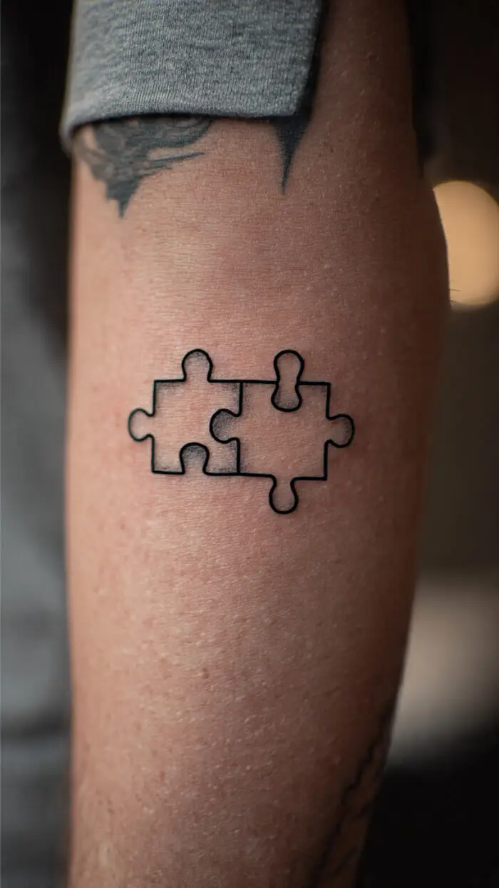 Simple Puzzle Piece Tattoo – Easy Linework Symbolic Design