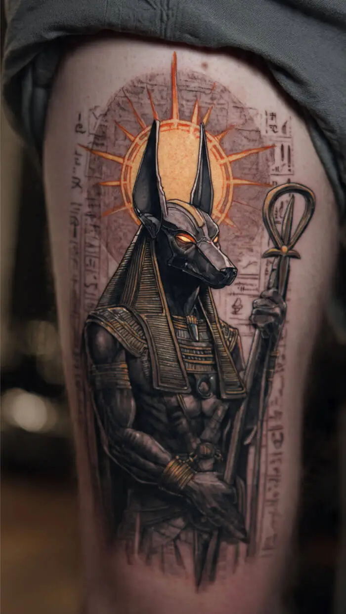 Anubis Egyptian God Tattoo – Dark Realism Ancient Egypt Ink