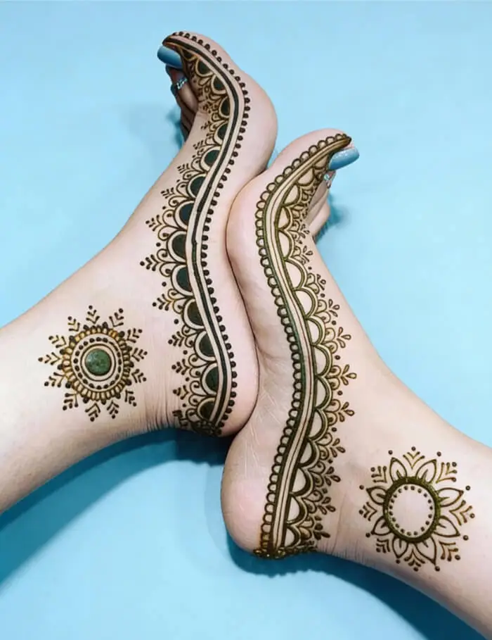 Elegant Minimalist Anklet Foot Mehndi Design for Brides