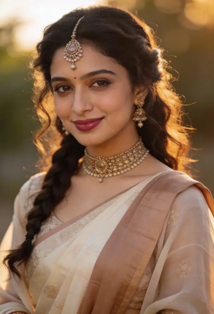 Soft Golden Hour Indian Bridal Makeup with Traditional Kundan Jewelry