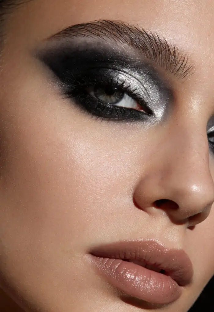 Black & Silver Smokey Eye Makeup Look – Dramatic Glam Evening Eye Tutorial