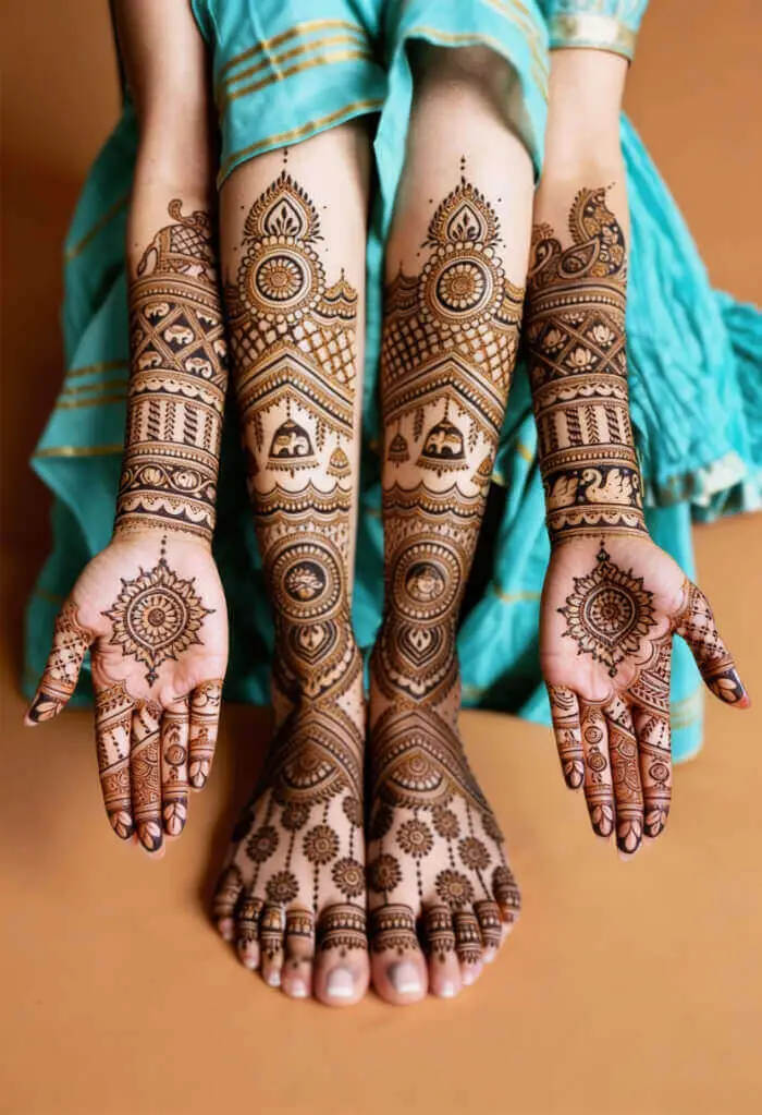 Stunning Bridal Mehndi Design for Hands & Feet