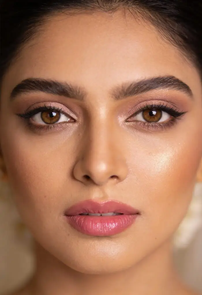 Natural Pink Nude Soft Glam Makeup Look