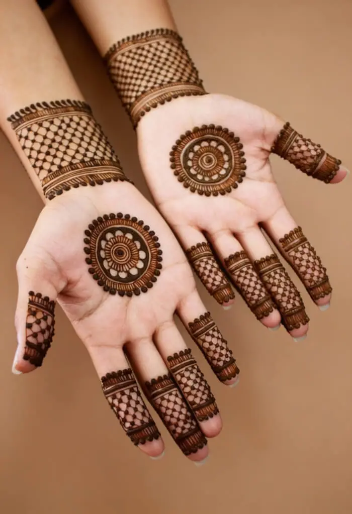 Easy Minimal Mandala & Net Pattern Palm Mehndi Design