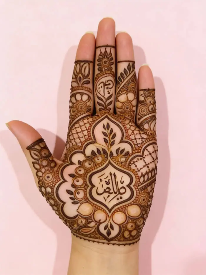 Simple Arabic Calligraphy Mehndi Design for Palm Hands