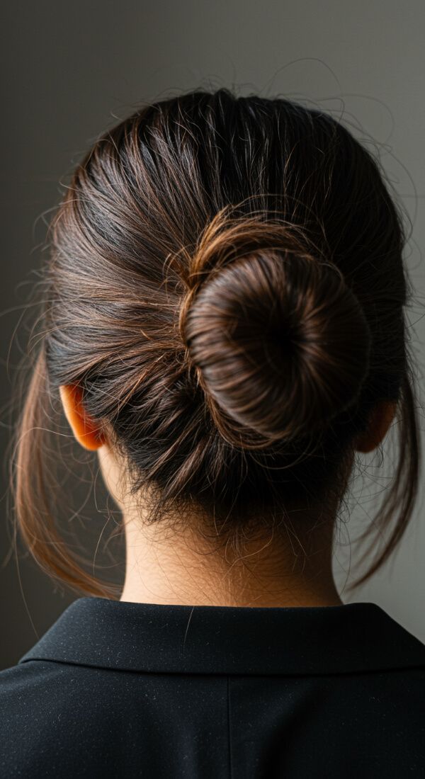 Classic low bun hairstyle for formal occasions