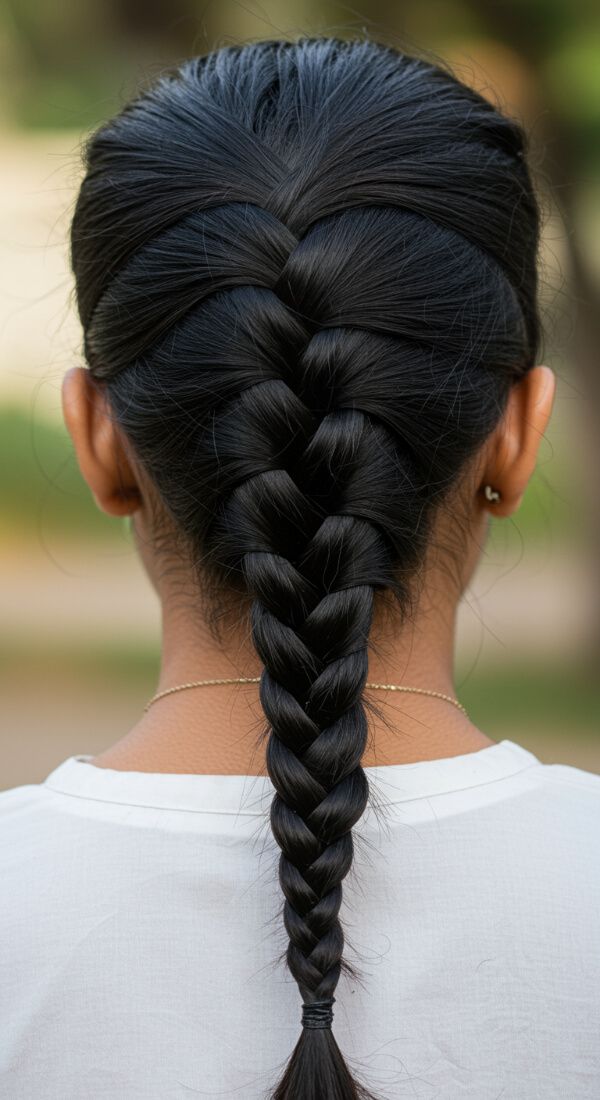 Classic French braid hairstyle for women