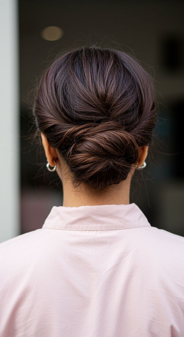 Elegant low bun hairstyle for formal occasions